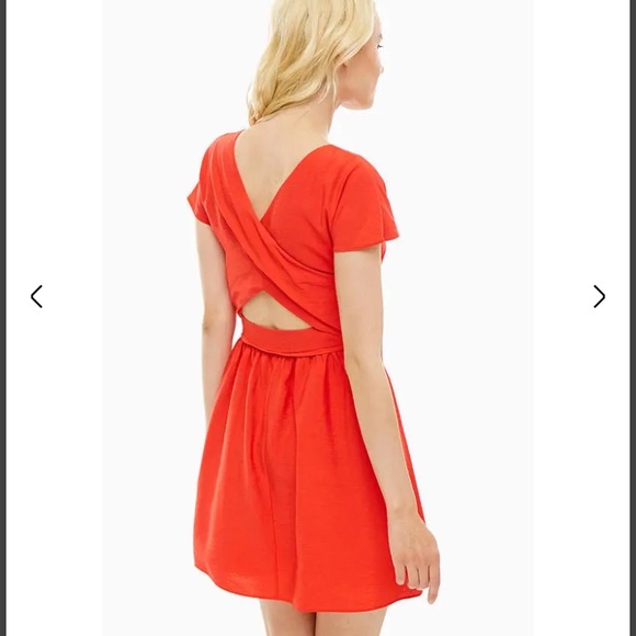 Armani Exchange cross back flare orange short sleeve dress - Picture 2 of 6